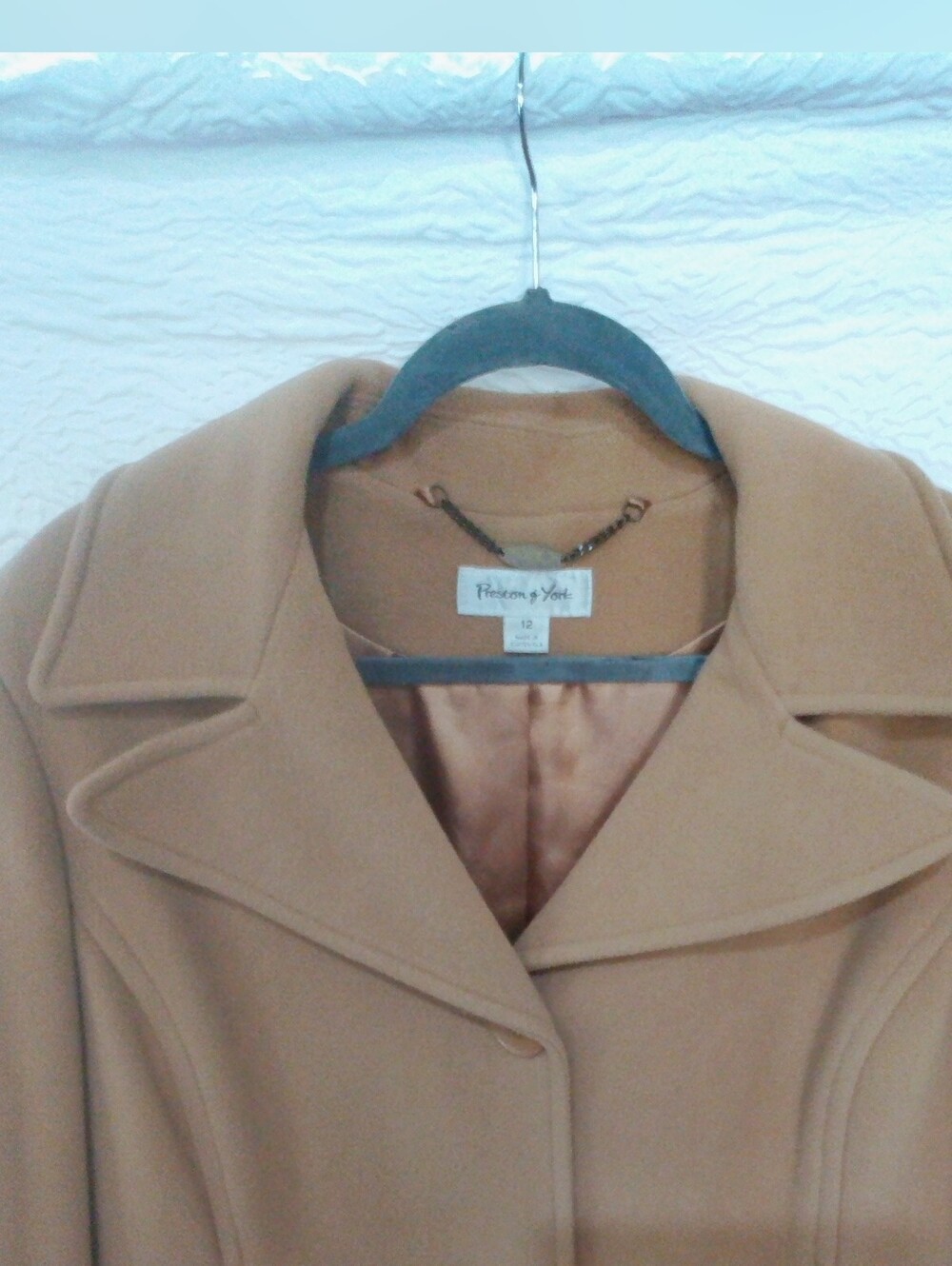 Preston & York Camel Mid-Length Wool Blend Overcoat Jacket Size 12 - Picture 4 of 8